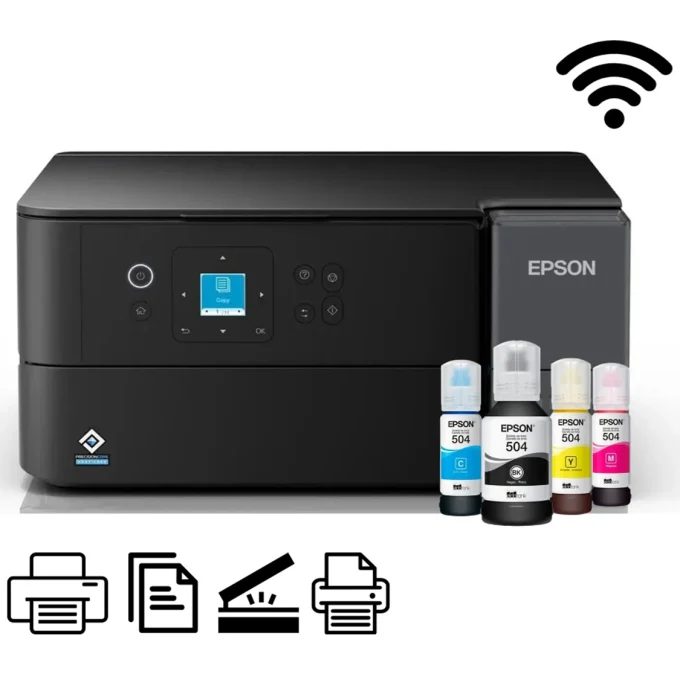 Impresora Multifuncional Epson EcoTank L4360 | Wi-Fi | Dúplex Automático | Impresión, Copia y Escaneo | Sistema de Tinta Continua