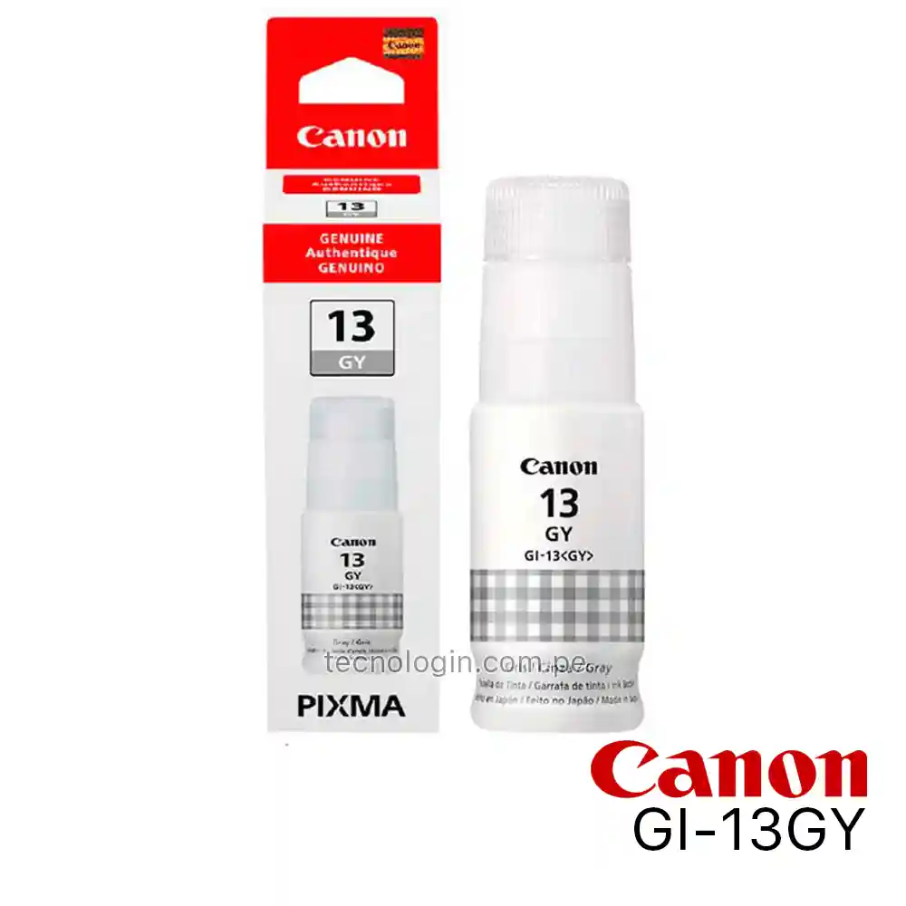 Tinta Canon GI-13 Gris (Gray) Original | Para PIXMA G510 y G610
