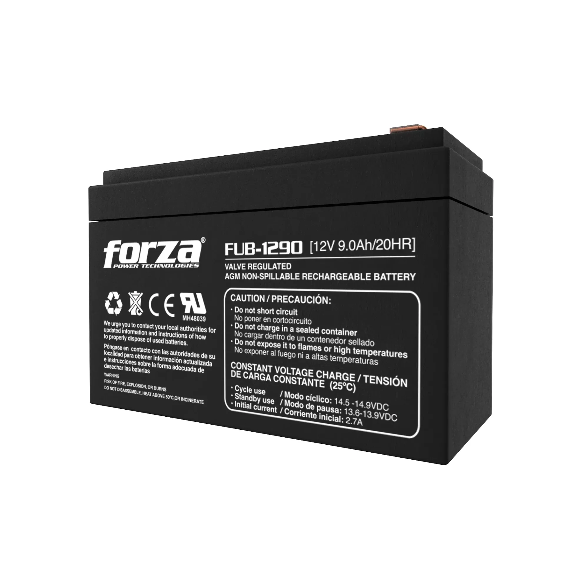 Batería Forza 12V 9Ah AGM | Libre de Mantenimiento | Recargable